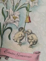 Easter Greetings Chicks Ringing a Bell Lily Antique Samson Bros Postcard... - £3.98 GBP