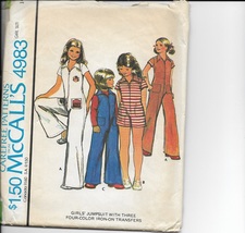 McCALL&#39;S PATTERN 4983 SIZE 14 GIRLS&#39; JUMPSUIT IN 3 VARIATIONS - $3.00