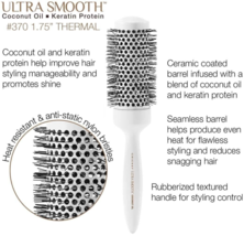 Cricket Ultra Smooth Coconut 1.75” Thermal Ceramic Barrel Hair Brush Anti-Static - £16.91 GBP