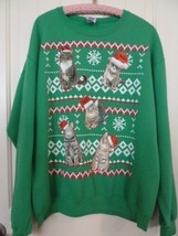 Womans Christmas Sweatshirt Cats Size M  - $34.64