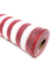 Christmas Candy Cane 21&quot; Metallic Foil Deco Mesh Ribbon Roll Garland (Red and Wh - £14.84 GBP