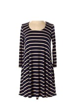 BDG Shirt Dress Women Size S Blue Tan Striped 3/4 Sleeve Scoop Neck W/ P... - £11.66 GBP