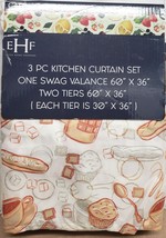 3pc. Kitchen Curtains Set:2 Tiers(30x36&quot;)&amp;Swag(60x36&quot;)COFFEE &amp; C UPC Akes,Cafe,Ehf - £15.02 GBP