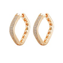 MAIKALE  Gold Silver Color Hoop Earrings Paved Cubic Zirconia Square Big Earring - £10.72 GBP