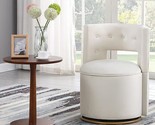 360 Swivel Accent Chair With Storage Function, Beige Velvet Curved Chair... - $481.99