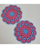 Vintage Handmade Potholders LOT OF 2 Blue Pink Kitchen &amp; Bar - $9.50