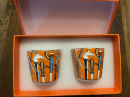 set of 2 hermes cheval d orient coffee mugs in original box - £294.88 GBP