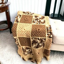 Vintage Handmade Crochet Rosette Granny Square Afghan Throw Blanket 58&quot; x 35&quot; - £29.63 GBP