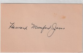 Autograph Pulitzer Prize Howard Mumford Jones Author O Strange New World - £20.90 GBP