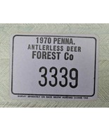 1970 Penna Antlerless Deer 3339 Forest Co Cardboard Hunting License Penn... - £20.29 GBP
