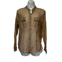 CHICO&#39;S Women&#39;s Thin Cotton Pullover Button up Taupe Shirt Tunic Top Size 1 - $18.80