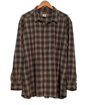 Columbia Men Button Up Shirt 2XL Long Sleeve Plaid Beige Blue Green 100%... - $13.66