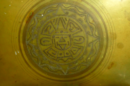 BRONZE AND WOOD TRINKET BOX INDIAN Native Inuit Sun god antique vintage - $698.63 MXN