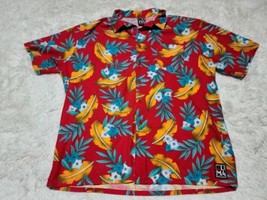80s 90s Zuma Beach Hawaiian XL Button Down Camp Shirt Made In USA VTG AOP Leaves - £18.13 GBP