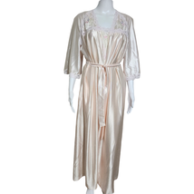 Lorraine Long Peignoir Set Robe &amp; Nightgown Nylon Lace Trim Large Made U... - £35.44 GBP