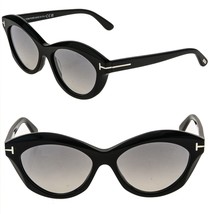 TOM FORD TONI TF1111 01C Shiny Black Modern ECO Cat Eye Sunglass Authent... - $277.20