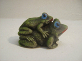 Vintage Frogs Handpainted Solid Resin Dbl. Green Frogs n58 - £7.43 GBP