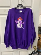 purple sweatshirt snowman snow woman red hat purple boa size xlarge - $491.53 MXN