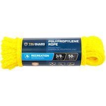 Tru-guard 643661 Hollow Core Polypropylene Rope, 3/8&quot; X 50&#39;, Yellow - $389.68 MXN