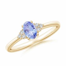 ANGARA Solitaire Oval Tanzanite and Diamond Promise Ring for Women in 14K Gold - £446.70 GBP