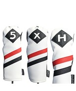 Majek Retro Golf Headcovers White Red and Black Vintage Leather Style 5 ... - £27.21 GBP