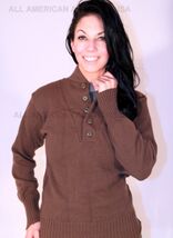 BROWN ACRYLIC WW II 5 BUTTON MILITARY SWEATER SWEATSHIRT 37 CHEST SMALL - $23.48