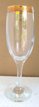 Champagne Flute PASABAHCE Circle of Art Of Glass Turkey Gold Rim- Made I... - $13.99