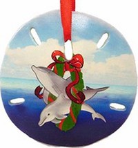 Sea Creations Florida Christmas Sand Dollar Ornament (Dolphins) - $15.00