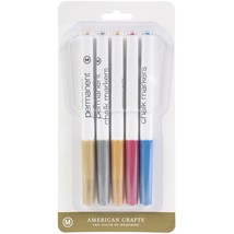 American Crafts Permanent Chalk Markers 5/Pkg- Metallic Assorted Colours - $290.80 MXN