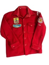 Vintage Red 1973 Boy Scout Wool Jacket Coat with Patches Men’s Small - £110.31 GBP