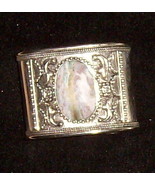 Silver Cuff Bracelet w Agate 2&quot; Wide Medieval Elegance 102 - £35.89 GBP