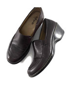 Softspots Womens Shoes Size 9 1/2 M Brown Leather Heeled Loafers Slip On - £19.47 GBP