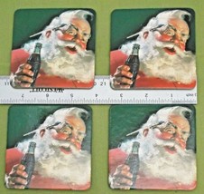 4 Coke Drink Coasters Santa Claus Christmas Holiday Cork Back Coke Cola ... - £4.69 GBP