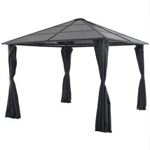  Gazebo with Curtain Aluminum 9.8'x9.8' Black - €475,93 EUR