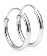 14mm Hoop Earrings One Pair Set Sterling Silver 925 Nose Lip Ear Piercin... - €5,54 EUR