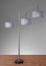 91&quot; Black Three Light Tree Floor Lamp With Gray Solid Color Drum Shade - $7,855.48 MXN