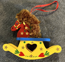 Vintage Hand Painted Rocking Horse Christmas Ornament - £9.05 GBP