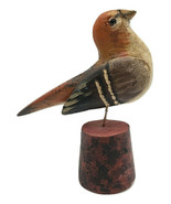 HAND CARVED FINCH BIRD Vintage Pennsylvania Dutch USA Wood Folk Art - Be... - £340.08 GBP
