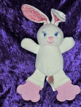 BRIGHT STARTS bunny plush white pink teether feet pink dot ears 10&quot;H   - £38.93 GBP
