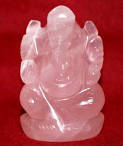 Ganesha Aus Natürlichem Rosenquarz Edelstein - $74.25
