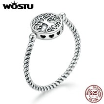 WOSTU Tree of Life Ring 100% 925 Sterling Silver Heart Round Rings For Women Wed - £14.90 GBP