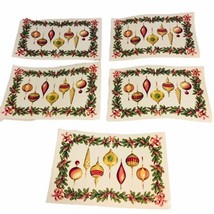 Vintage Town &amp; Country Vinyl Christmas Placemats Lot of 5 Hanging Ornaments - £30.24 GBP