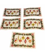 Vintage Town &amp; Country Vinyl Christmas Placemats Lot of 5 Hanging Ornaments - £30.29 GBP