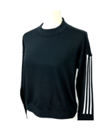 Adidas Shirt Pullover Small Black 3 Stripe Long Sleeve Athletic Sweater - £35.39 GBP