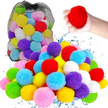 80 Pcs Water Splash Balls,Reusable Water Balls,Soft Cotton Water Soaker Balls Fo - £16.01 GBP