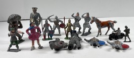 Vintage Lot of 15 Lead Roman Toy Soldiers, Horse, Ice Skater, Cowboy, In... - $19.00