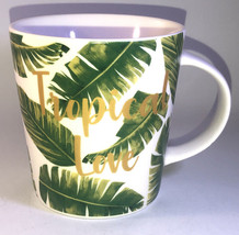 Tropical Love Hawaii Palm Leaf Green/White 17oz Giant 4 1/4”H Coffee Tea Mug Cup - £15.72 GBP