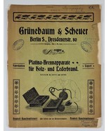 German Manual Gruenbaum &amp; Scheuer Pyrography Equipment Advertising Bookl... - £27.37 GBP