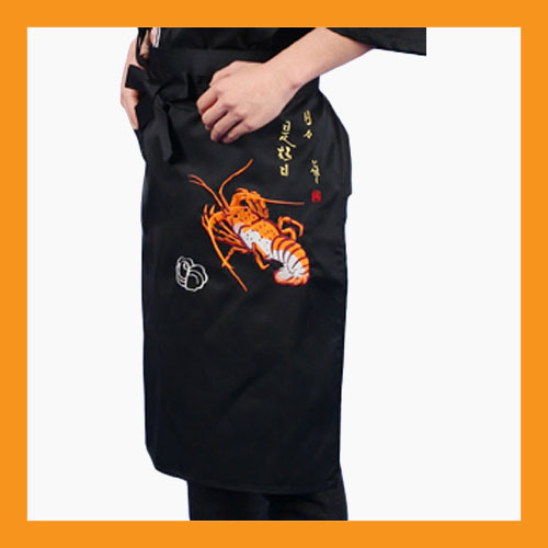 crayfish sushi chef apron restaurant bar uniform waist embroidery women men blac - $17.00