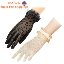 Women Lace Leopard Print Gloves Bridal Wrist Length Special Occasion Wear - $8.98
